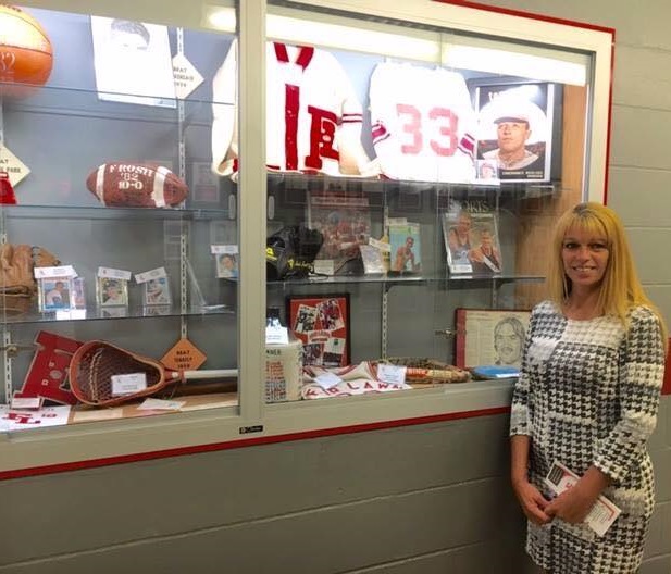 Hall of Fame Display Case with FLHS Sports Memorabilia