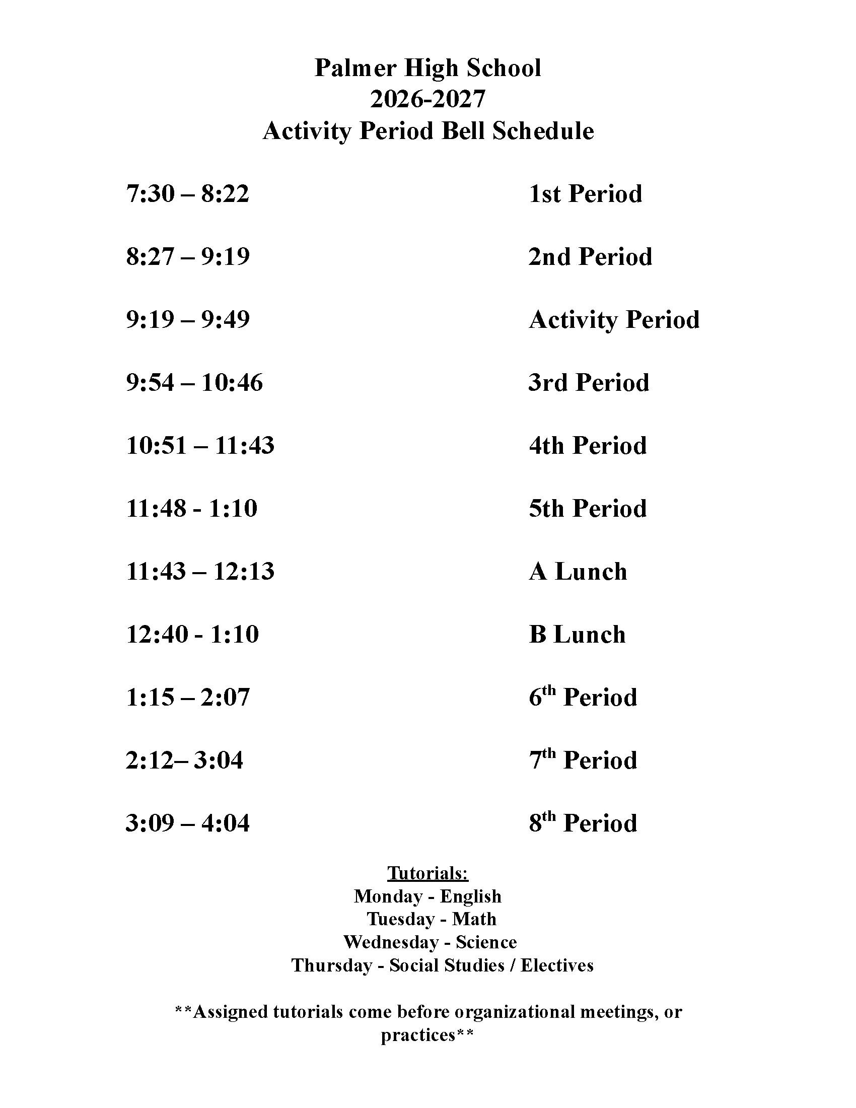 hs bell schedule