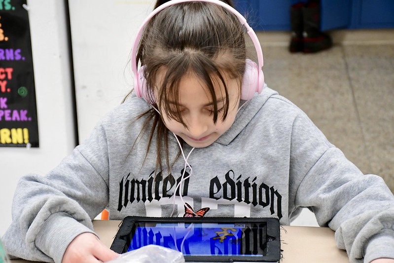 Student working on an iPad