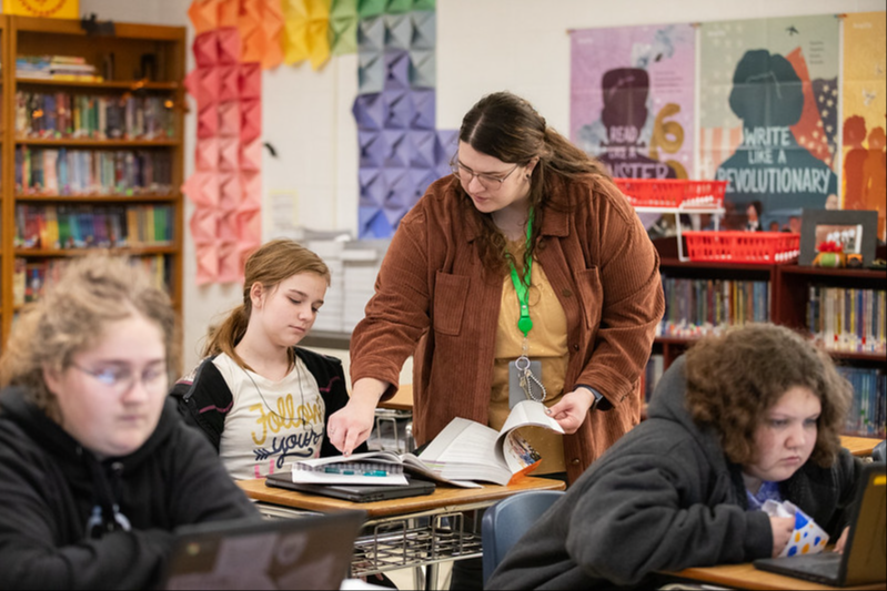 Teacher in  a classroom