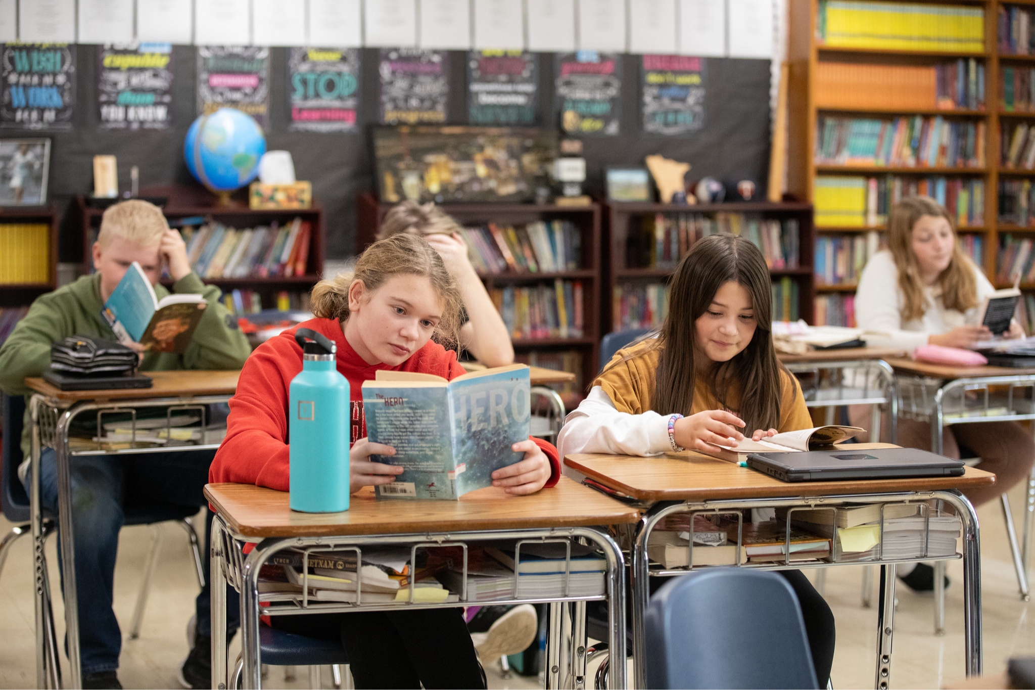 Students reading in class