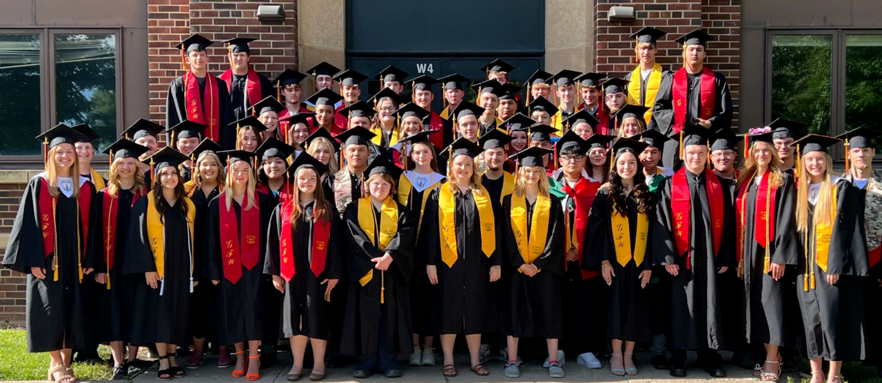 The graduating class of 2024 in their caps and gowns