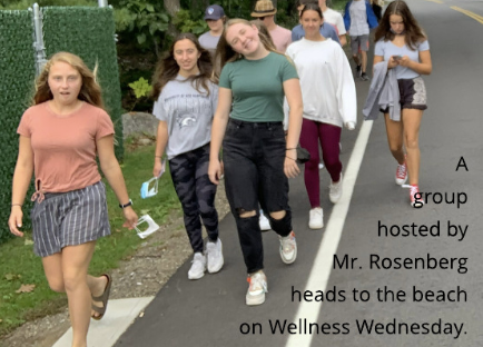 A group of kids heads to the beach on Wellness Wednesday.
