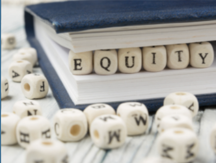 "Equity" spelled out in scrabble.