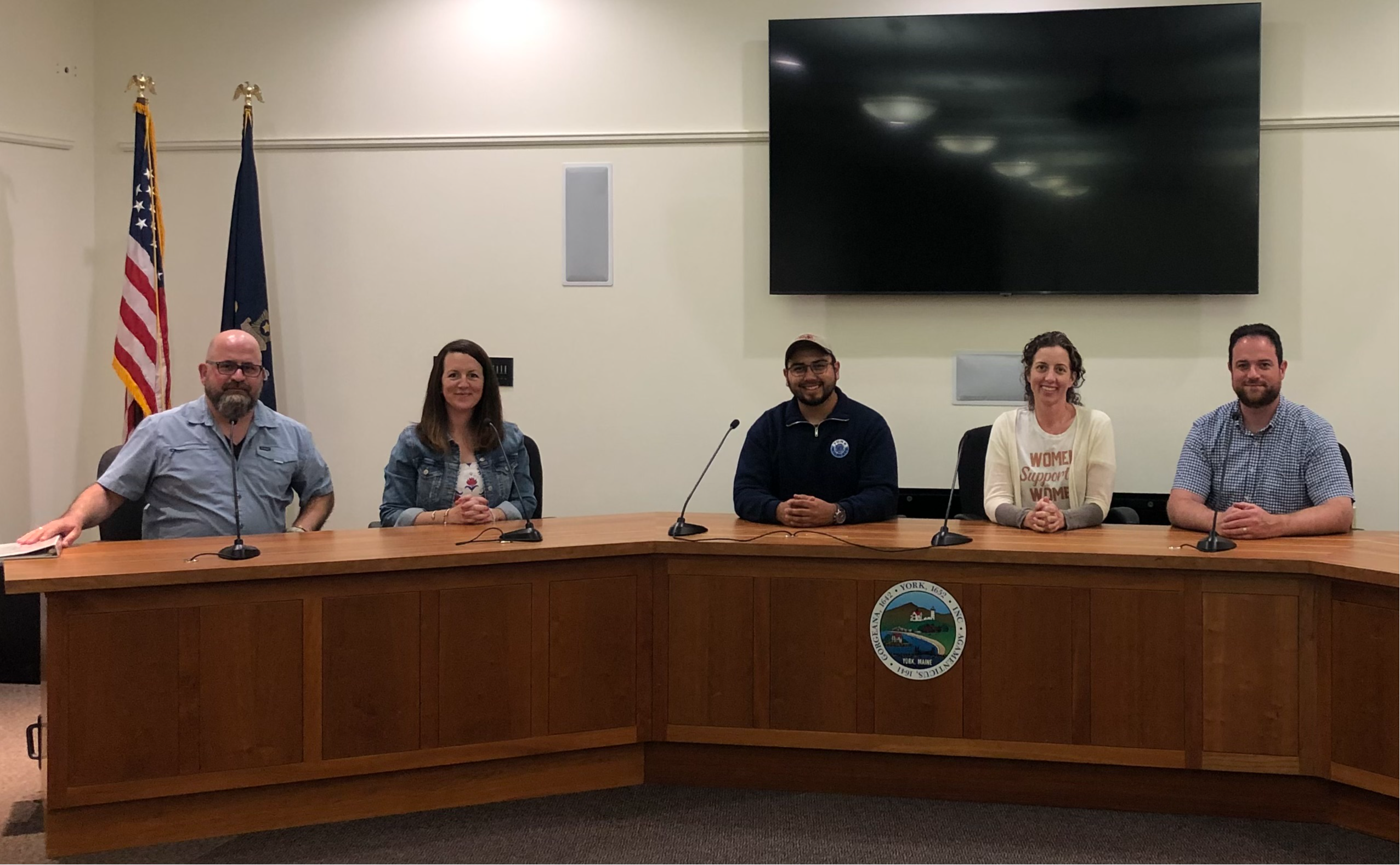 School Committee members left to right , Rick Clarke, Marie Evans, Darryk Kelly, Chair Julie Kelbert and Vice Chair Rob Hover