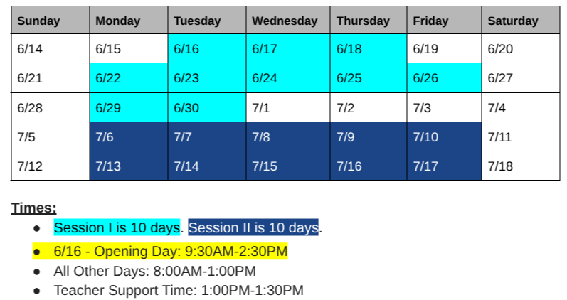 MSHS Summer School 2026 Dates