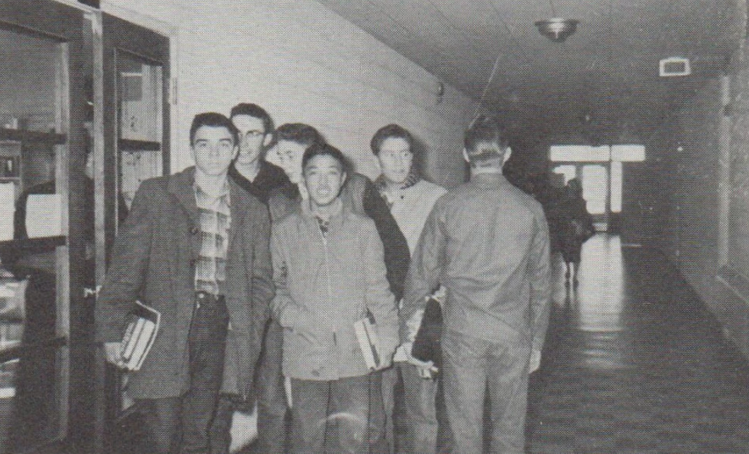 High school students in the hallway