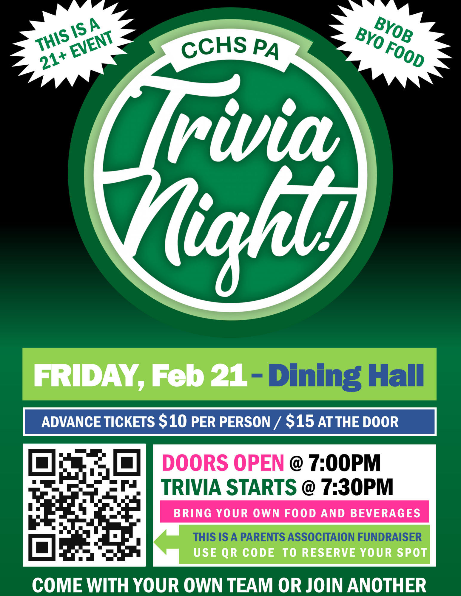 parents association camden catholic quizzo night