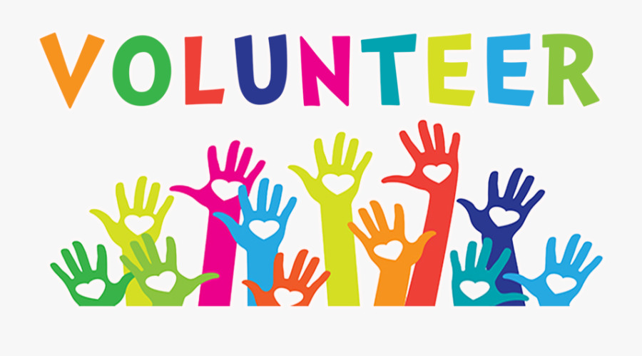 Volunteer with colorful heart hands