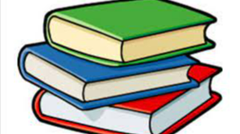 green, blue and red school books in a stack
