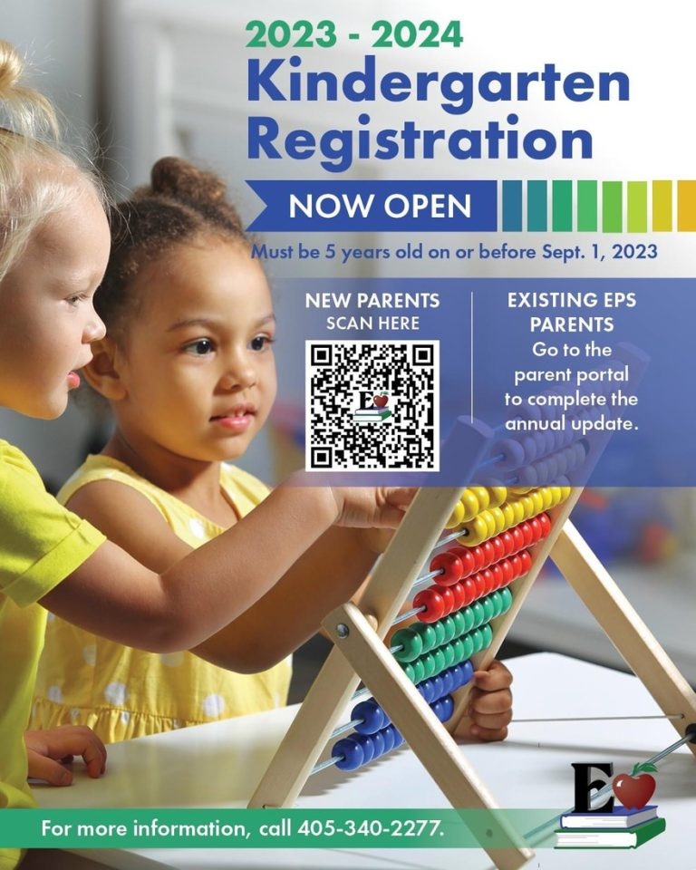 2023 - 2024 Kindergarten Registration • NOW OPEN Must be 5 years old on or before Sept. 1, 2023 NEW PARENTS SCAN HERE EXISTING EPS PARENTS Go to the parent portal to complete the annual update.