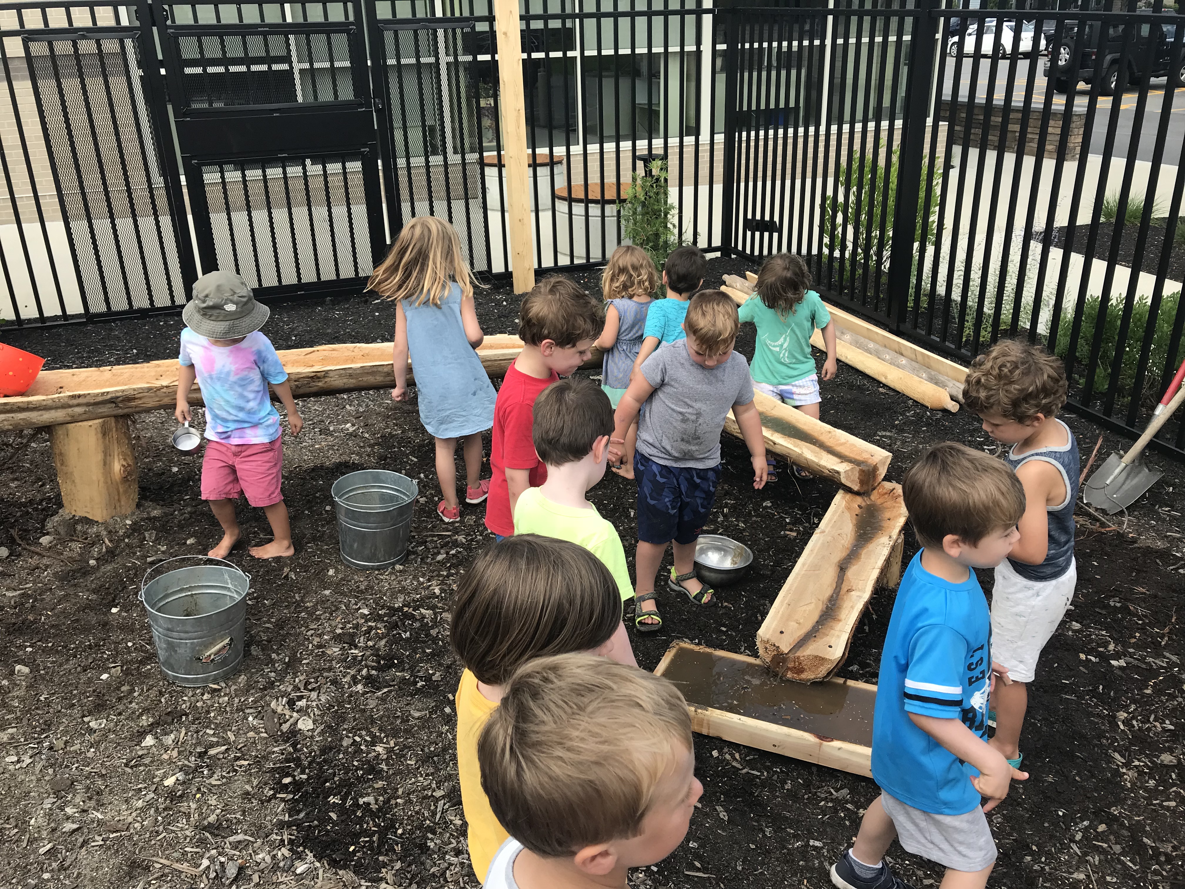 Experimenting with water flow at the Jewish Community Alliance.