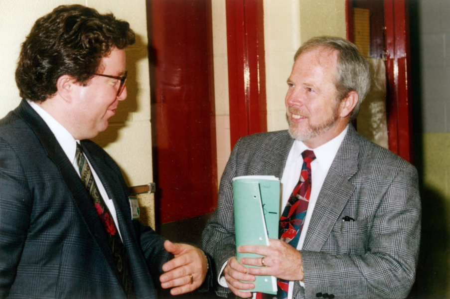 Photo of Barry Diemert speaking to another person at an event