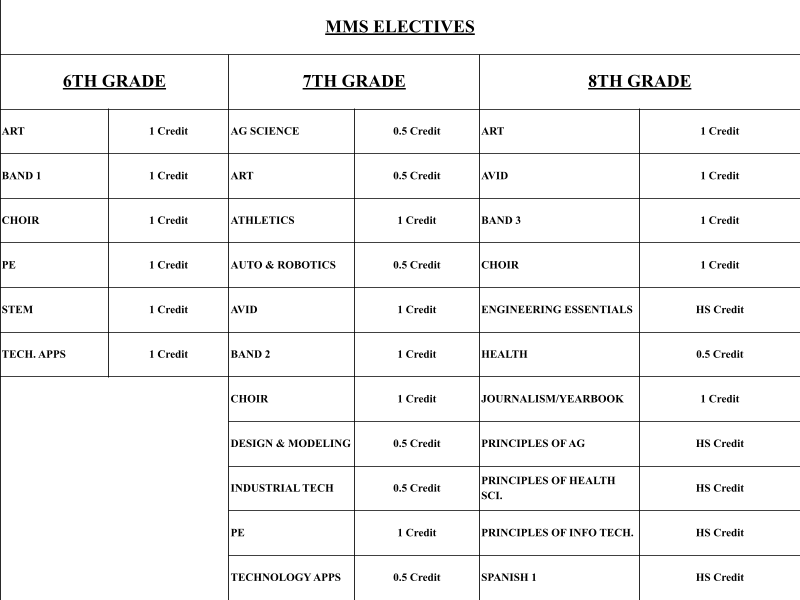 mms electives