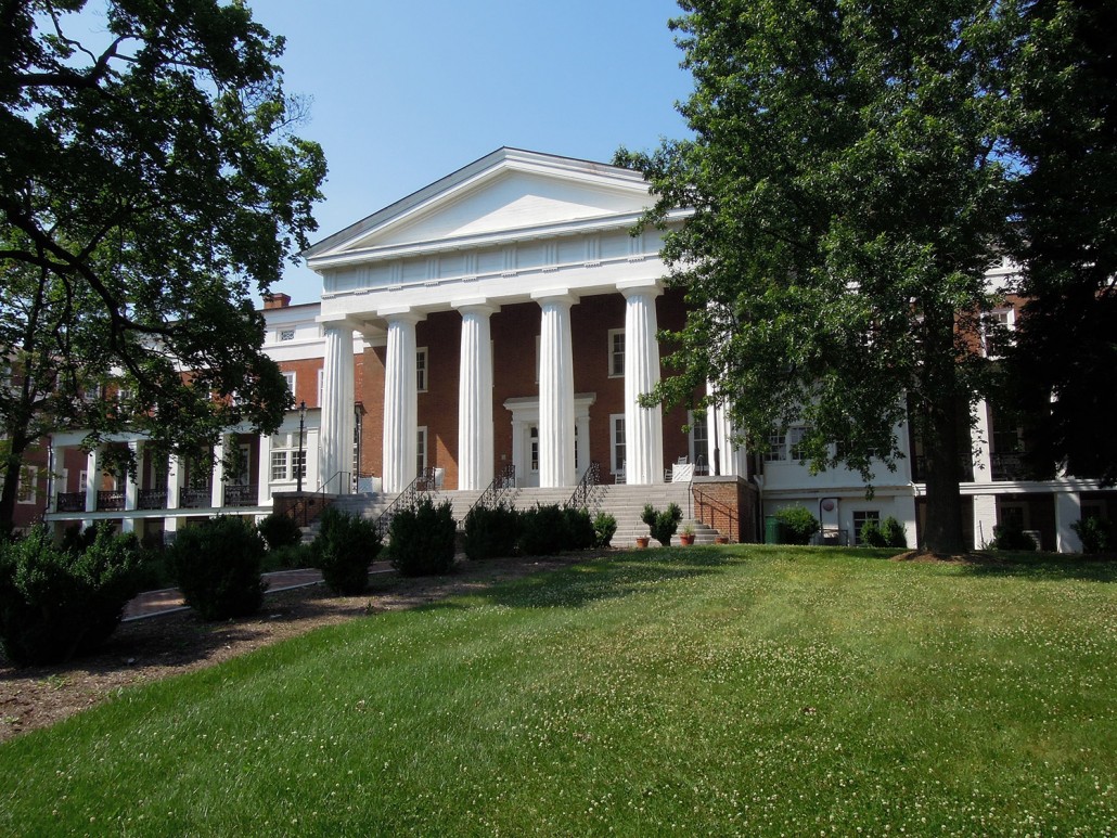 The Main Hall building on a clear and sunny day