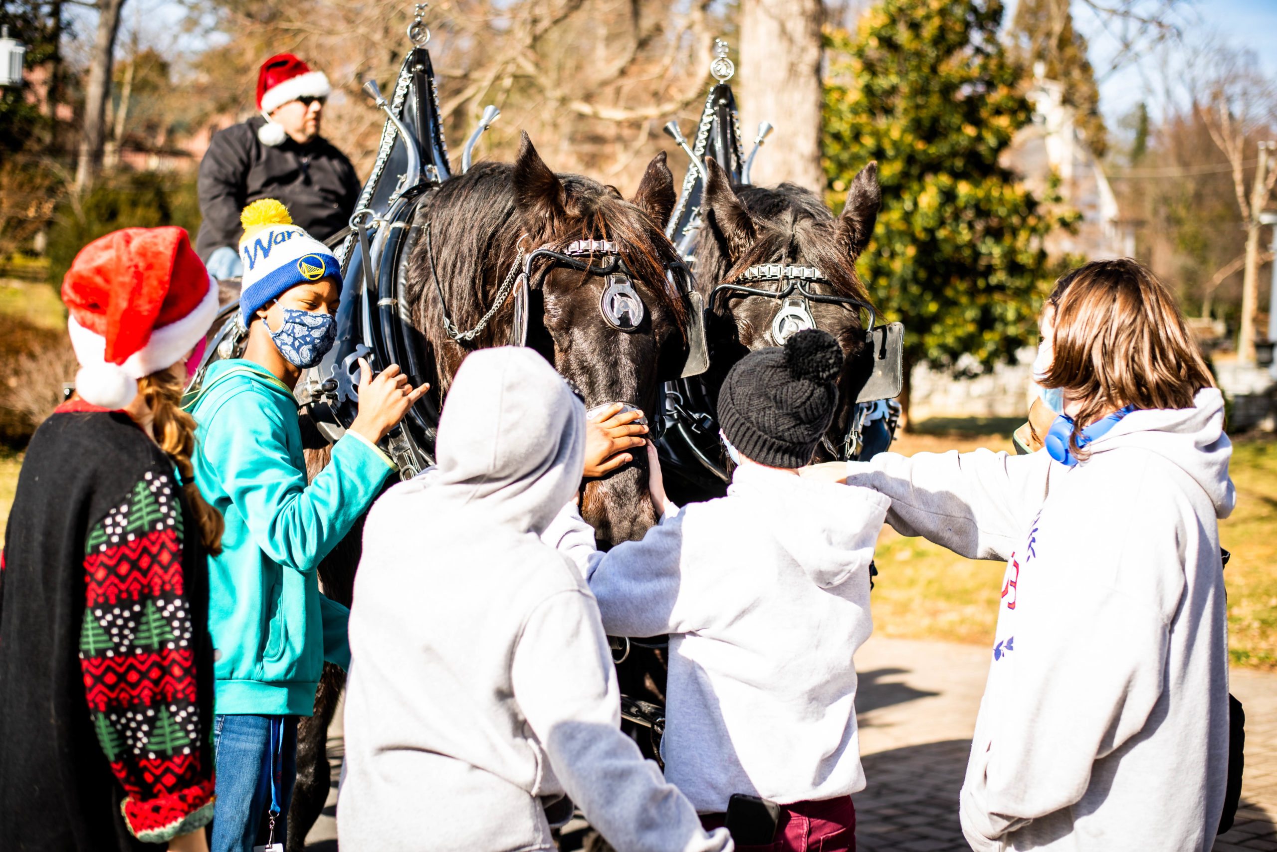 An old-fashioned horse and buggy visiting VSDB students