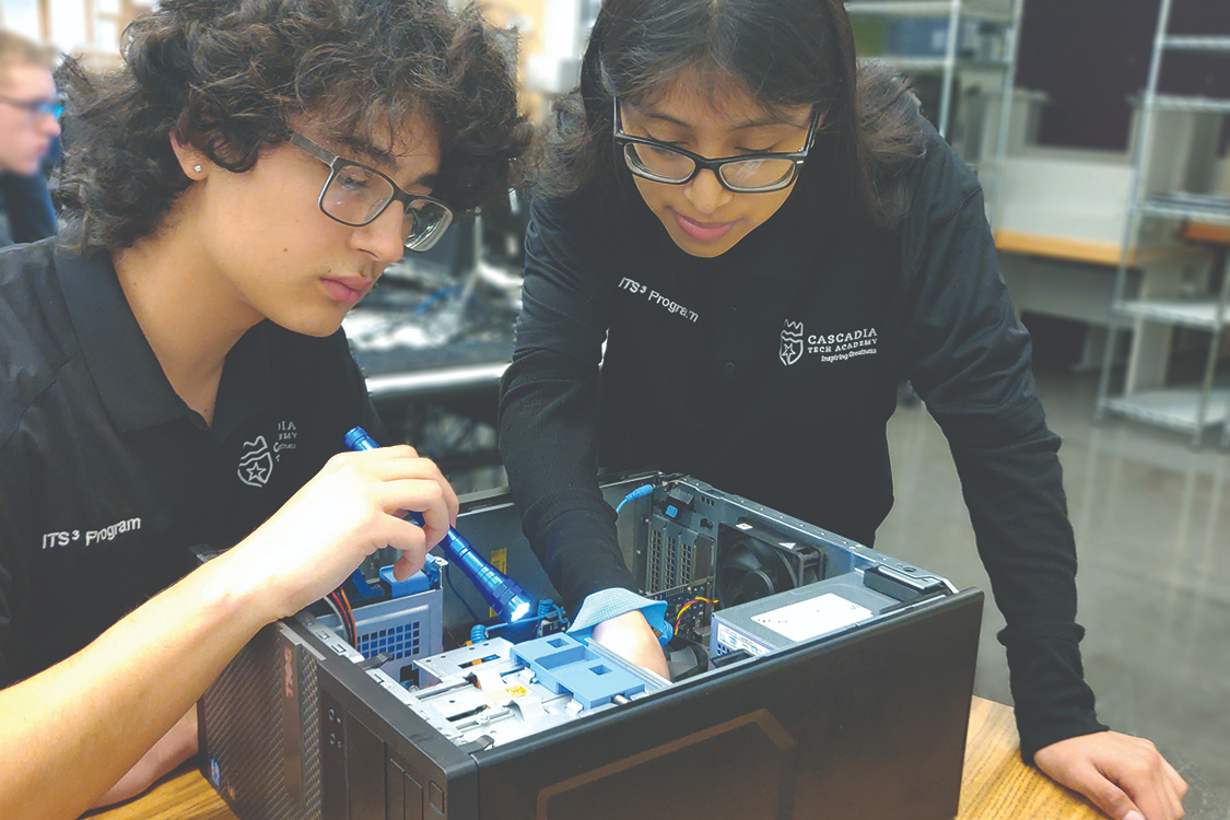 Students working on a computer