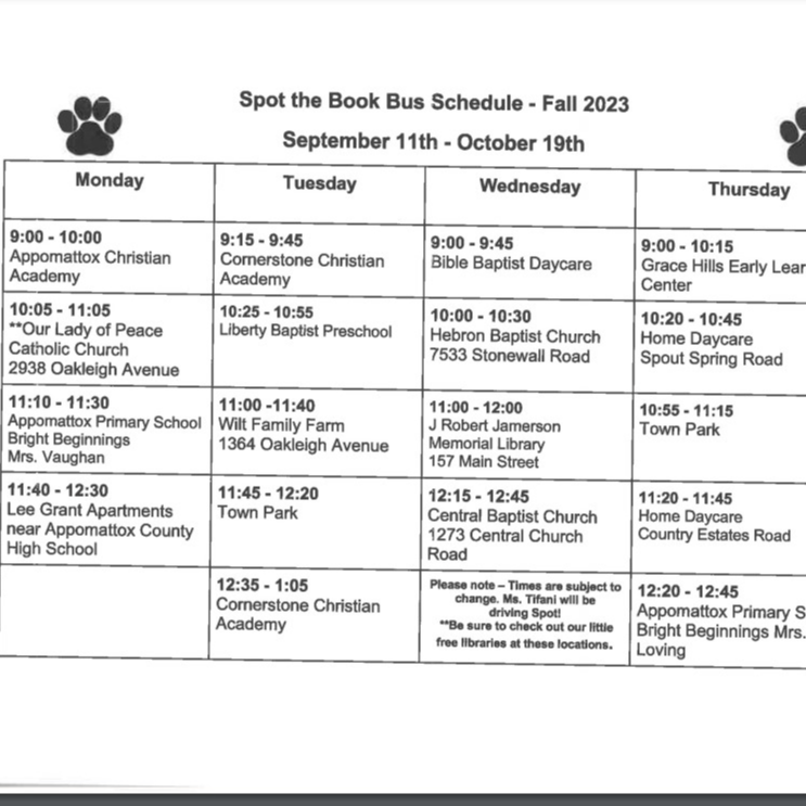 spot schedule