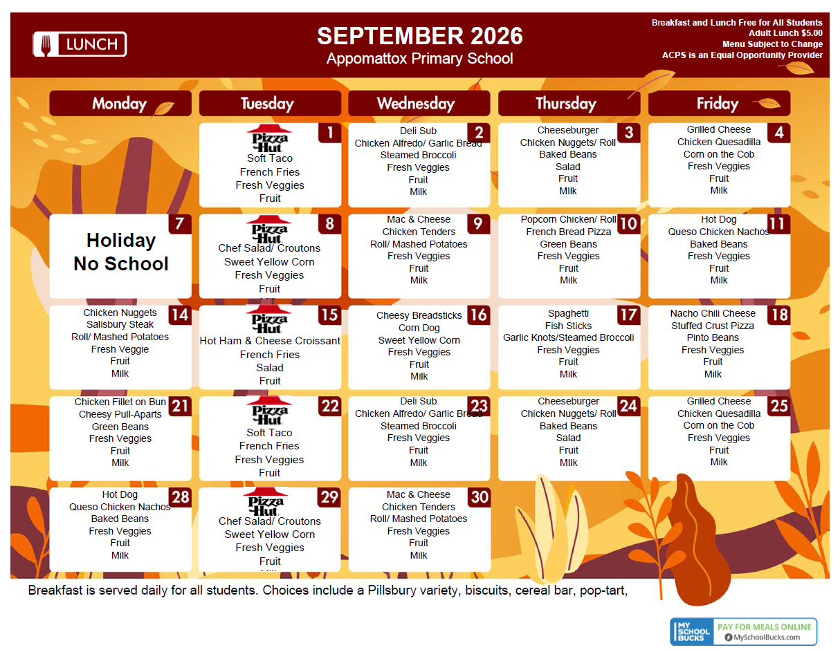 sep 26 menu
