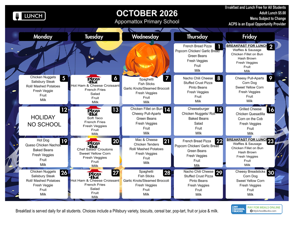 Oct menu