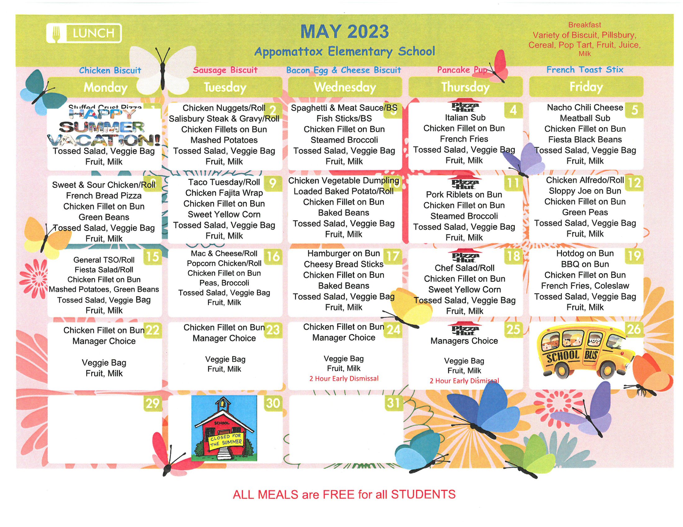 Menus Appomattox Elementary School