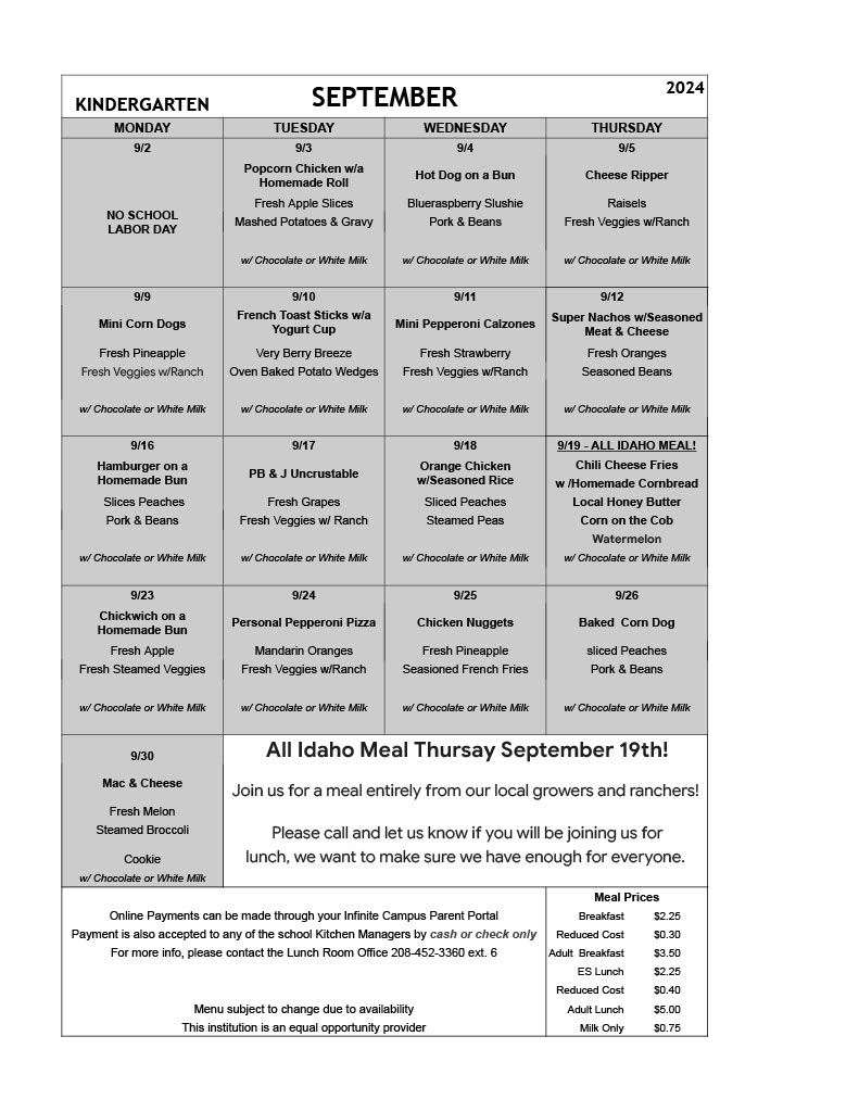 ECC Lunch Menu