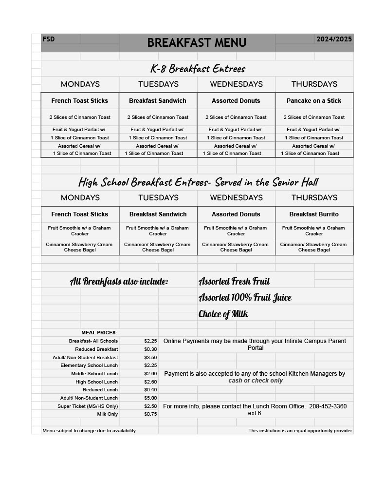 ECC Breakfast Menu