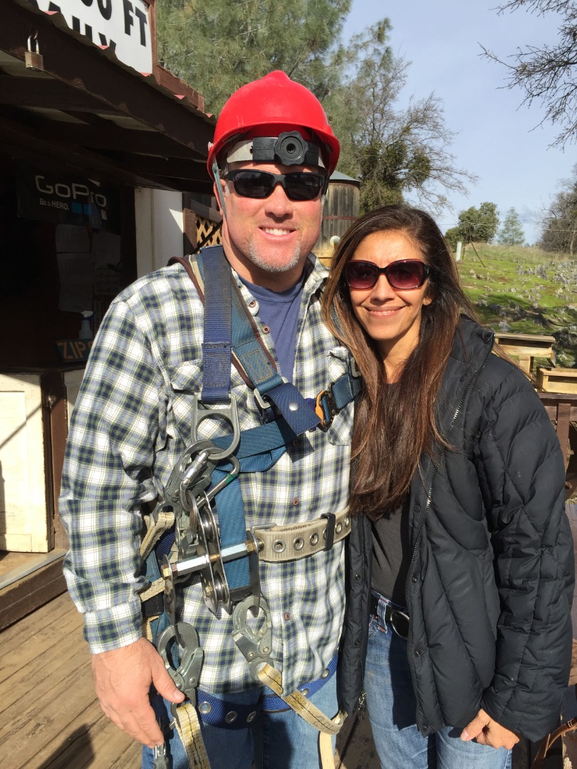 coach byrnes and his wife doing zipline