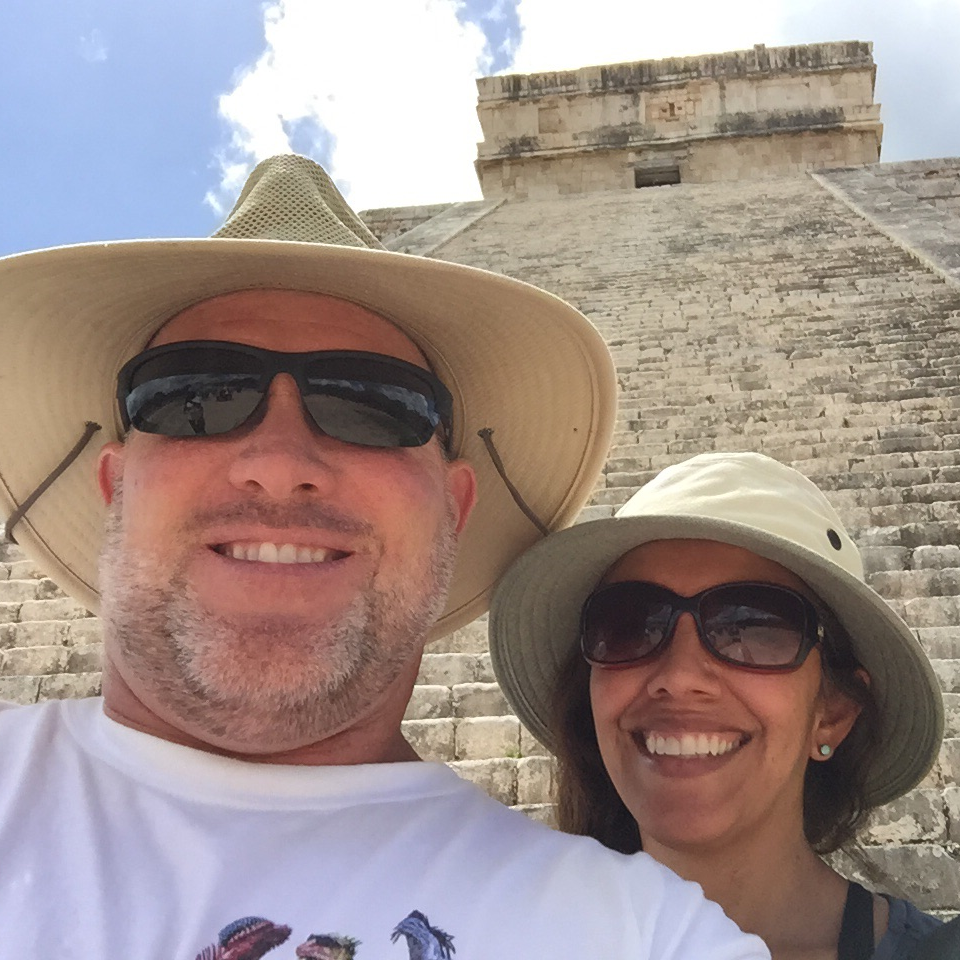 coach byrnes and his wife in chichen itza