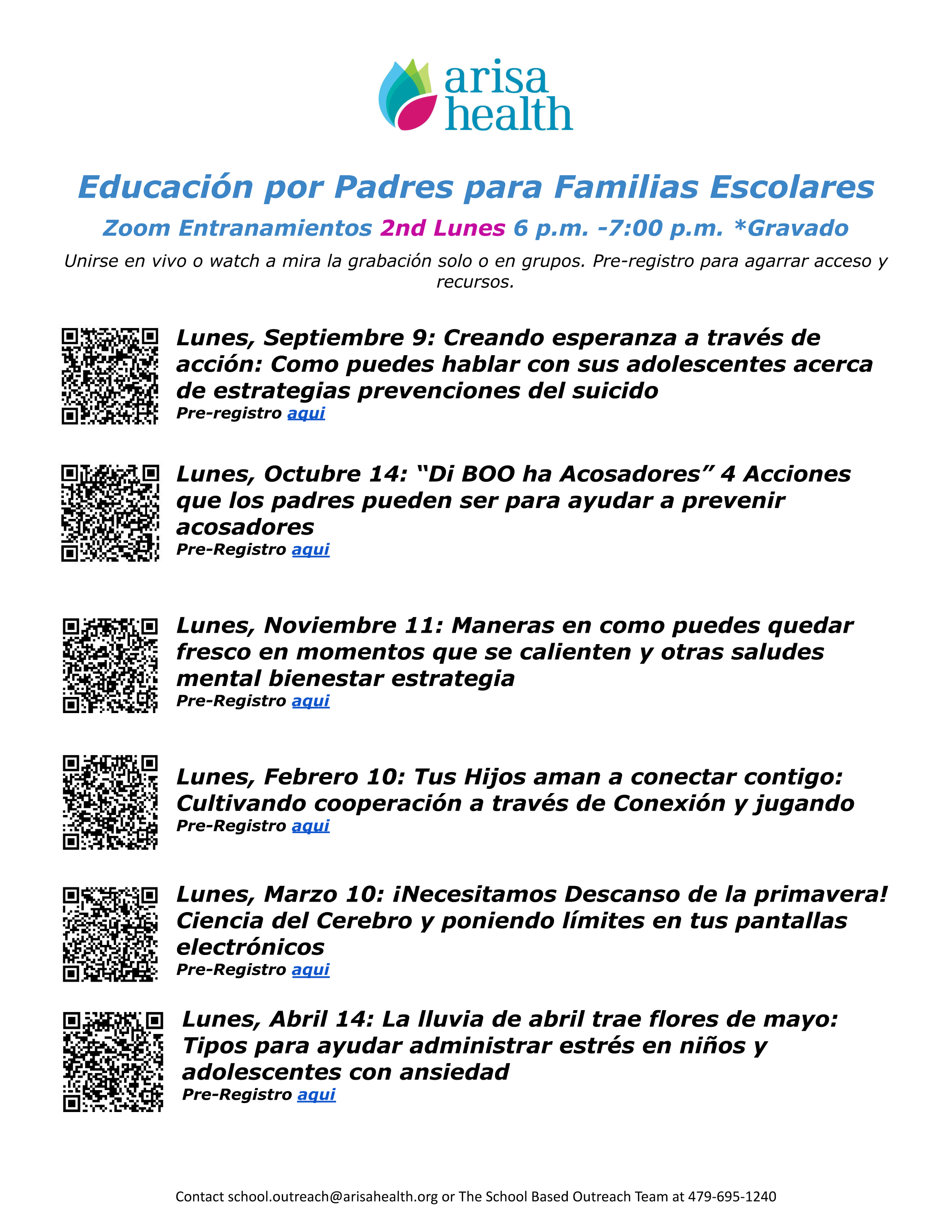 2024-2025 Virtual Parenting Sessions_Arisa Health 2 Spanish