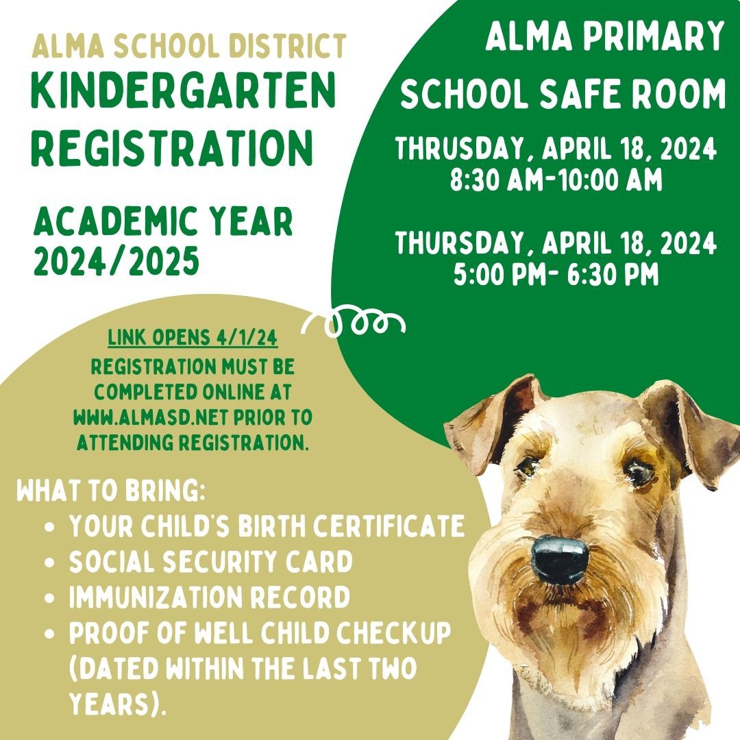 KINDERGARTEN REGISTRATION Alma Primary School