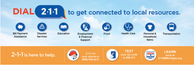 Dial 211 to get connected to local resources.