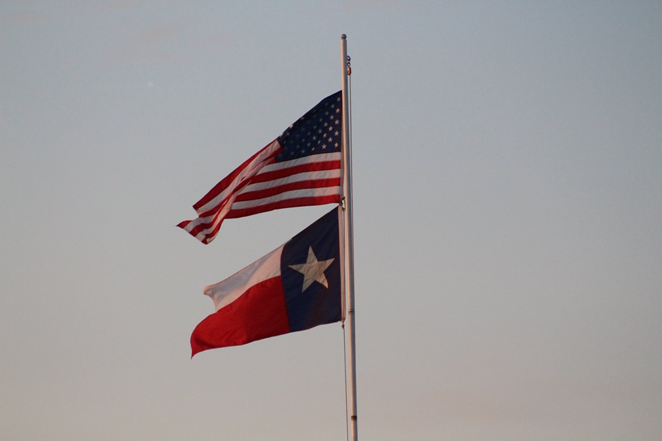 texas and U.S.A flags