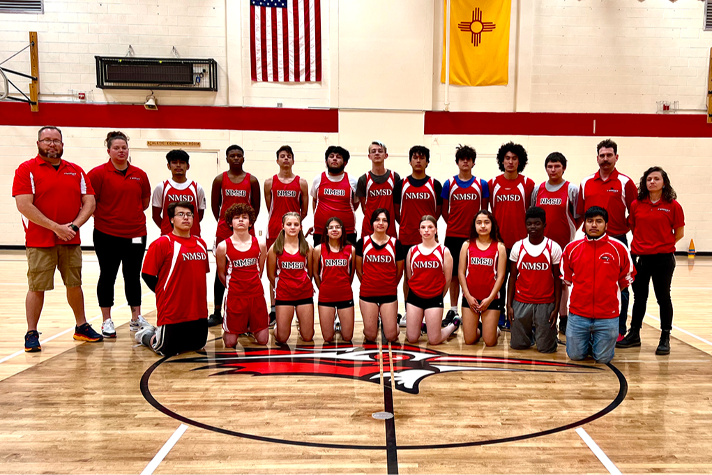 2022-2023 Varsity Coed Track Team with coaches