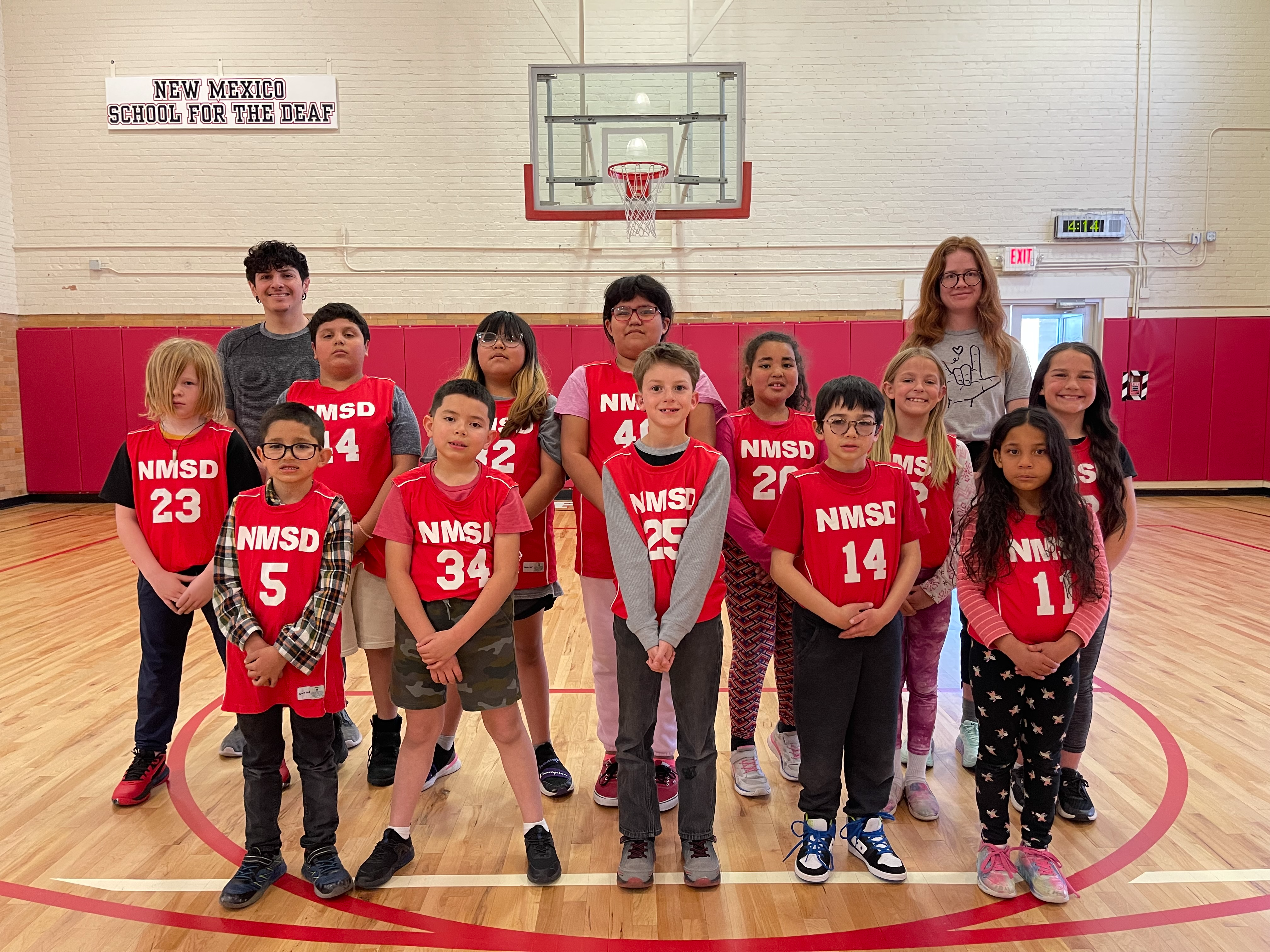 Elementary Basketball Red & White Team with Coaches