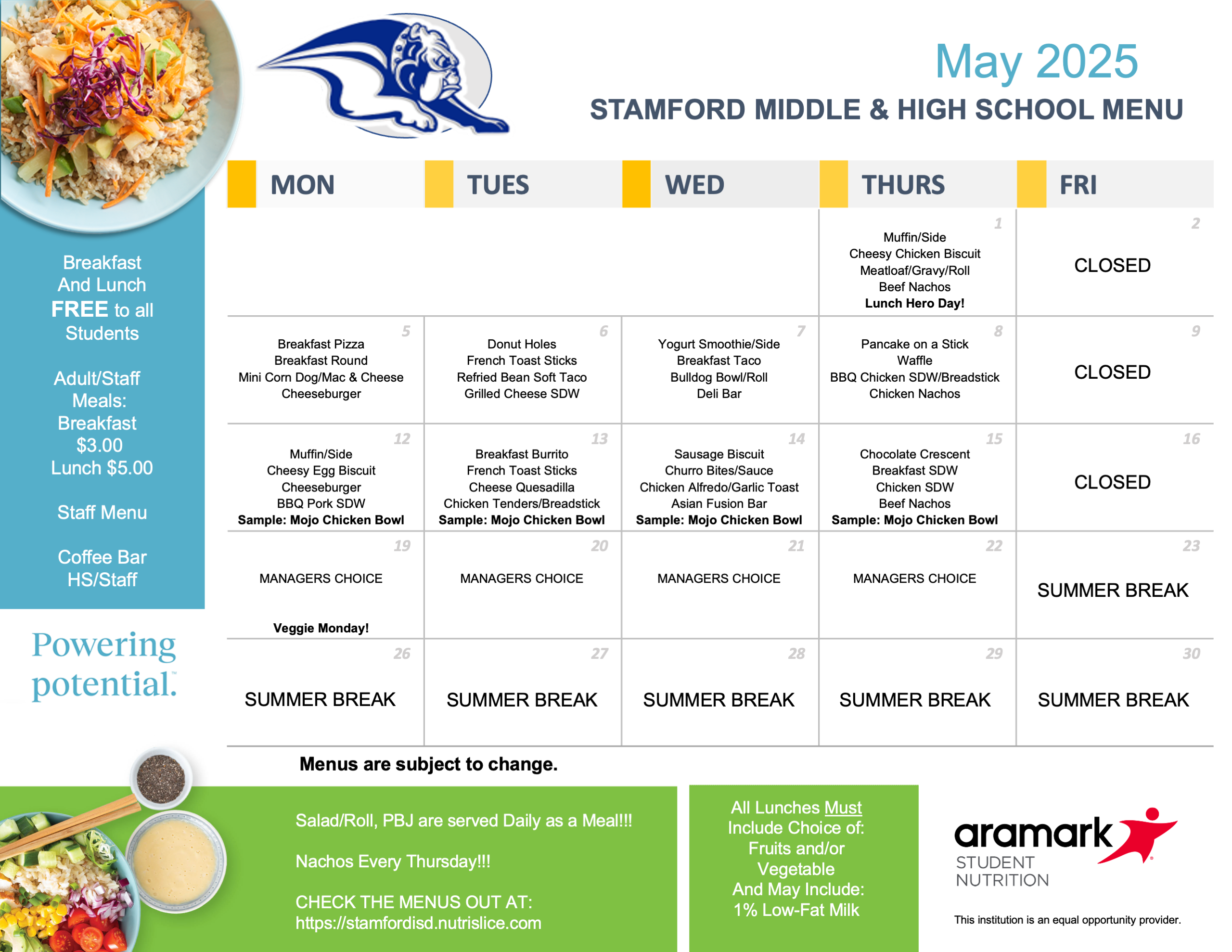 HS/MS Menu
