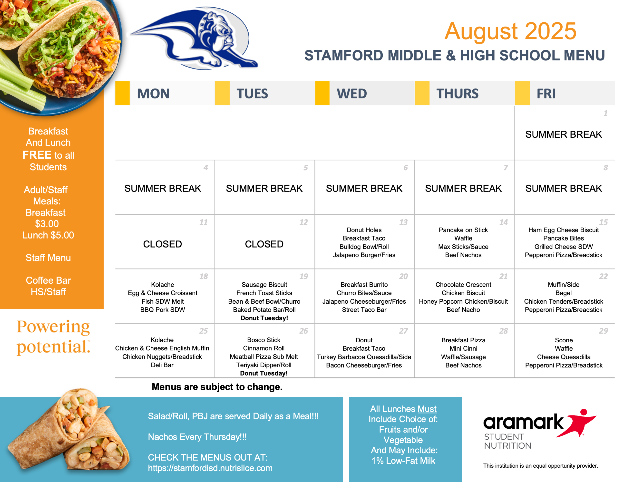 HS/MS Menu