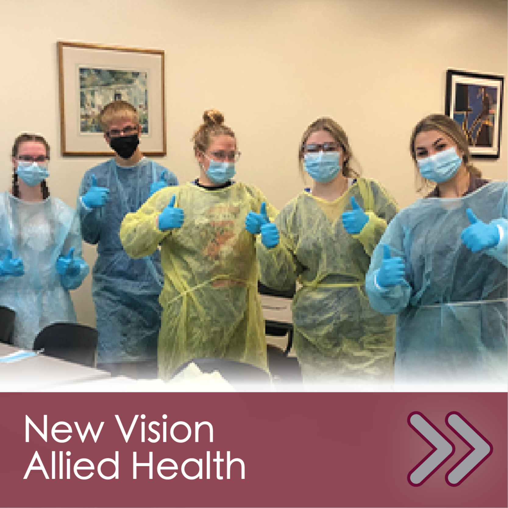Group of healthcare students posing for photo in ppe