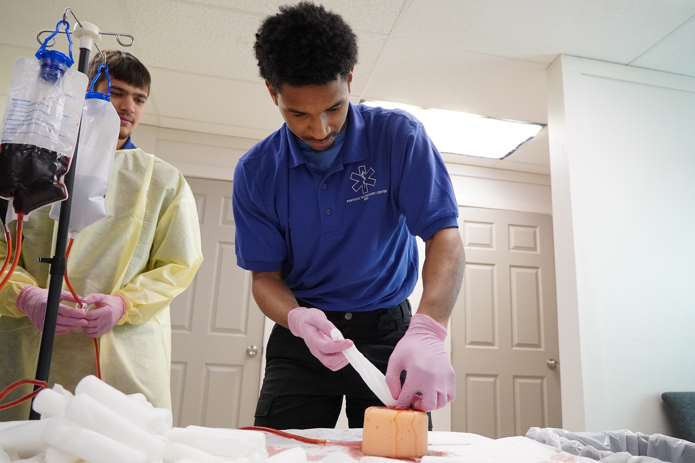 EMT Student Practicing Wound Care