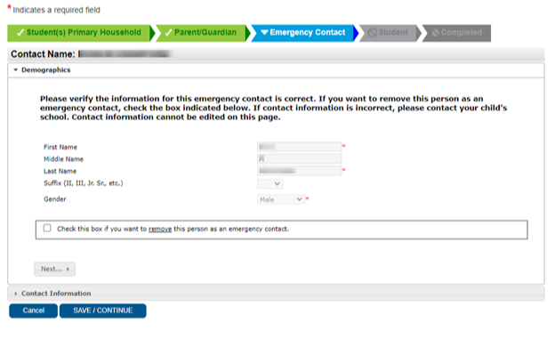Image of Annual Verification screen in Infinite Campus screen