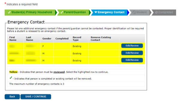 Image of Annual Verification screen in Infinite Campus screen