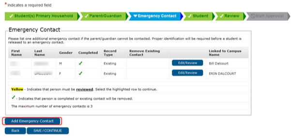 Image of Annual Verification screen in Infinite Campus screen