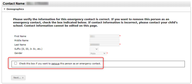 Image of Annual Verification screen in Infinite Campus screen