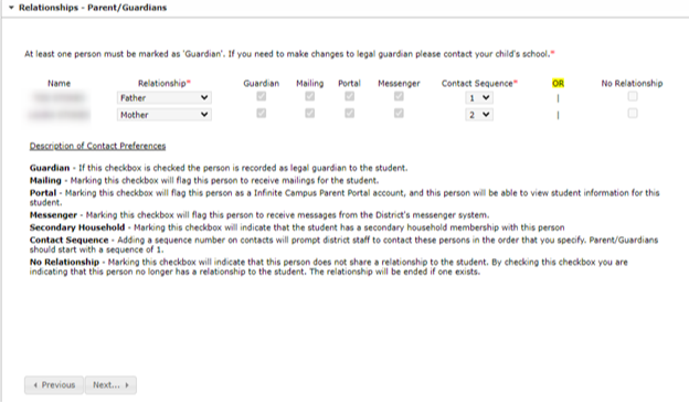 Image of Annual Verification screen in Infinite Campus screen