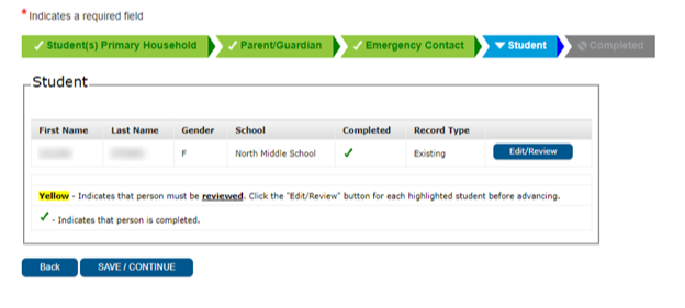 Image of Annual Verification screen in Infinite Campus screen