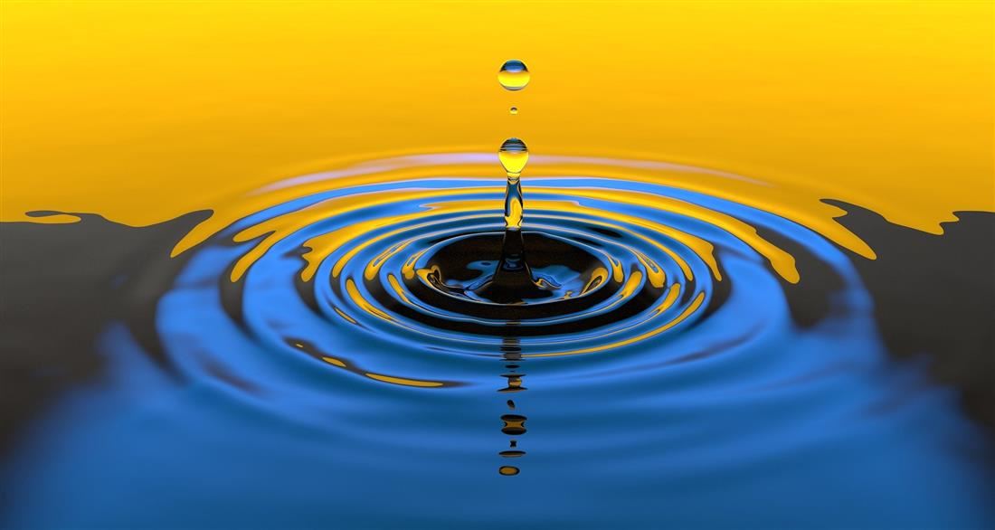 Water droplet and ripple
