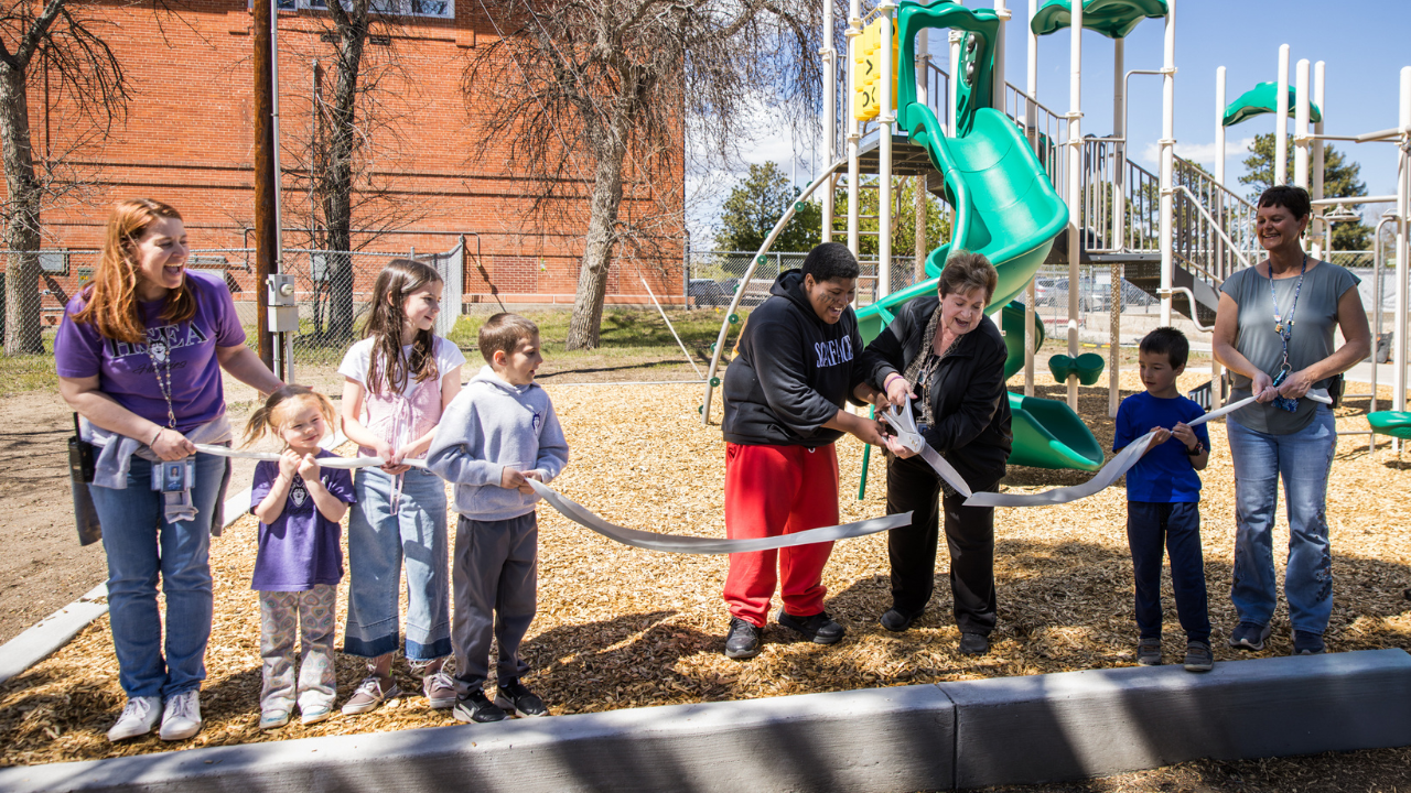 Ribbon cutting for the new HSEA playground