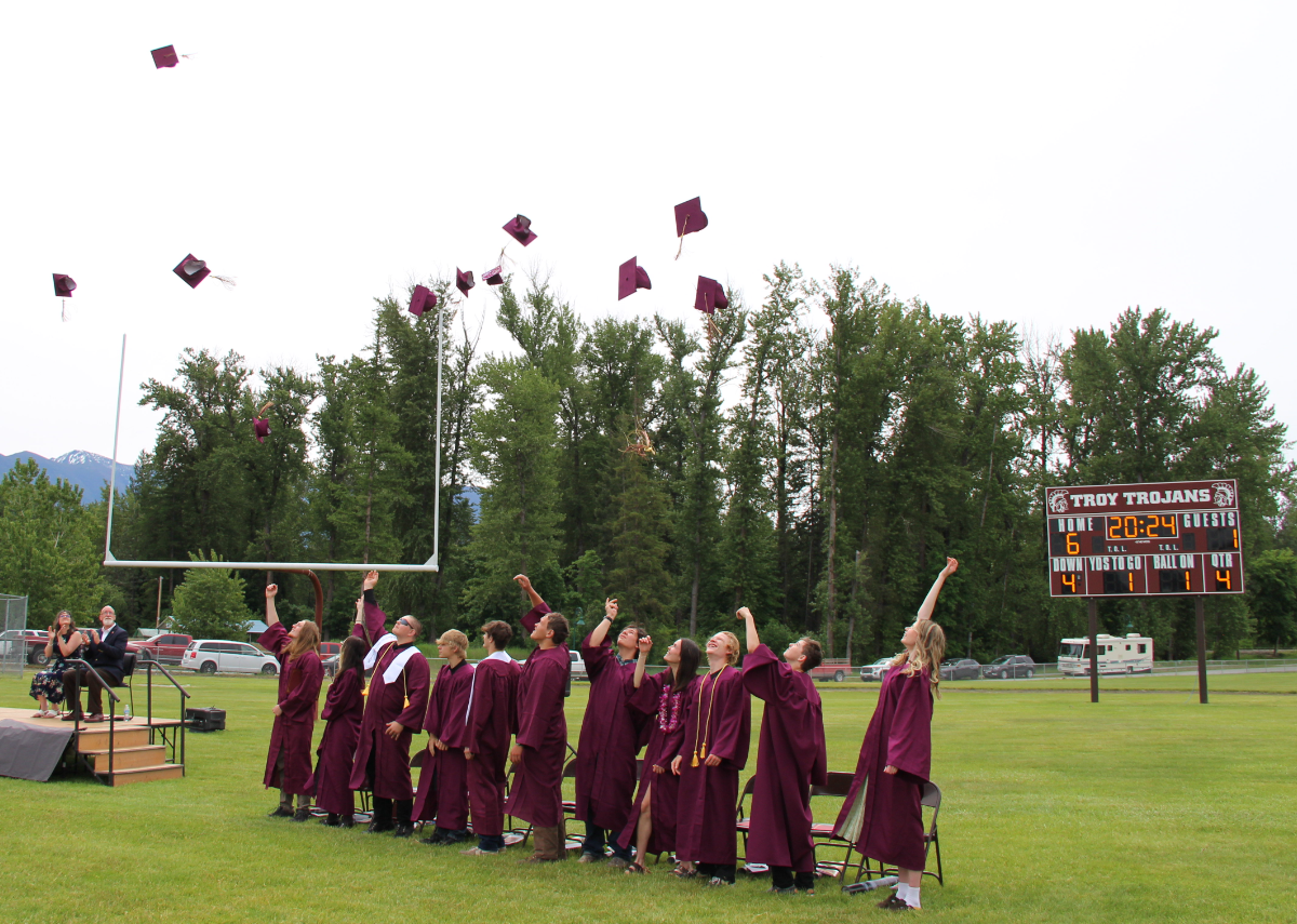 senior class  throwing hats