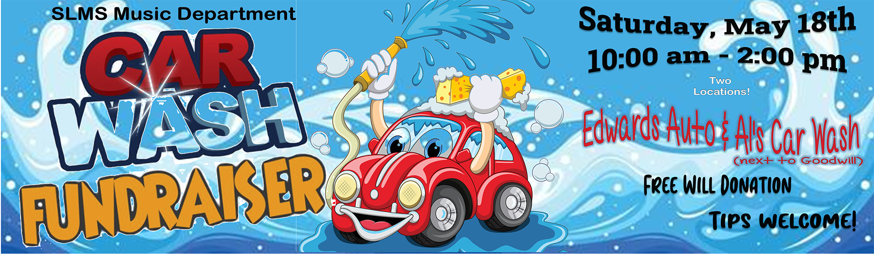 car wash free will donation May 18 10-2