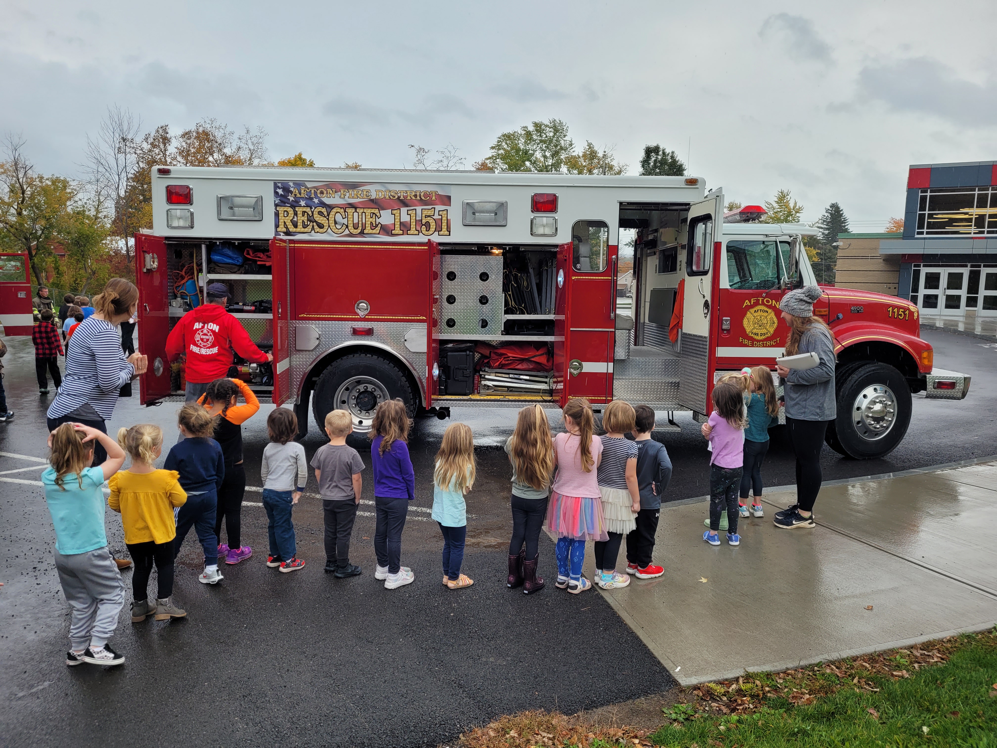Students with Fire Department